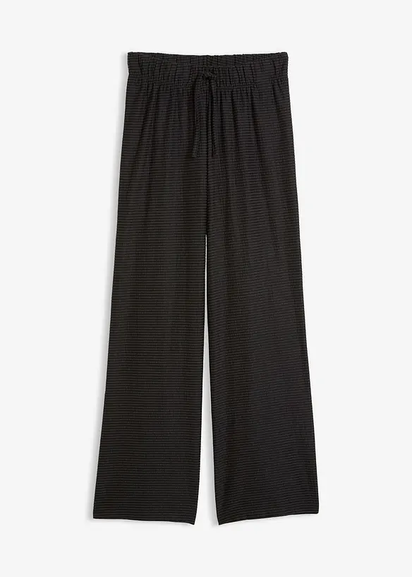 Stripete jerseybukse av bomullsmiks med snor i livet, bonprix