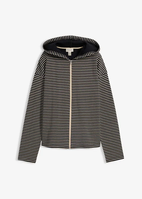 Sweatjakke i bomullsmiks med stripem&oslash;nster, bonprix