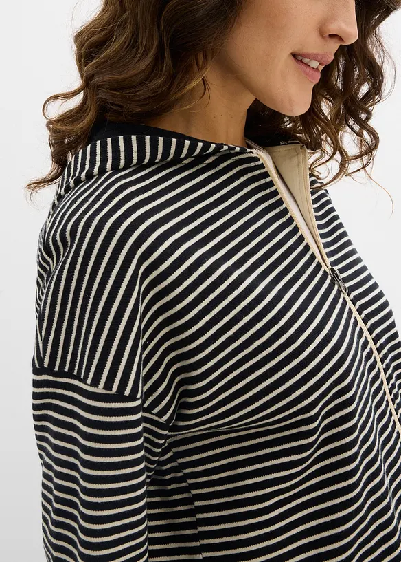 Sweatjakke i bomullsmiks med stripem&oslash;nster, bonprix