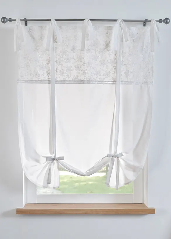 Roll-up gardin med broderi, bonprix