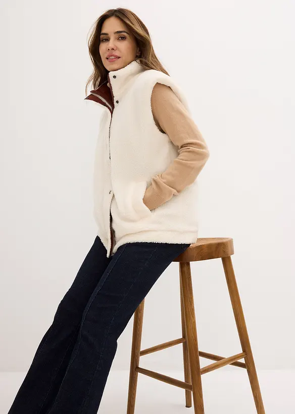 Vendbar vest i teddyplysj, bonprix