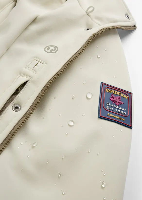 Lang softshelljakke med stretch, vannavvisende, bonprix