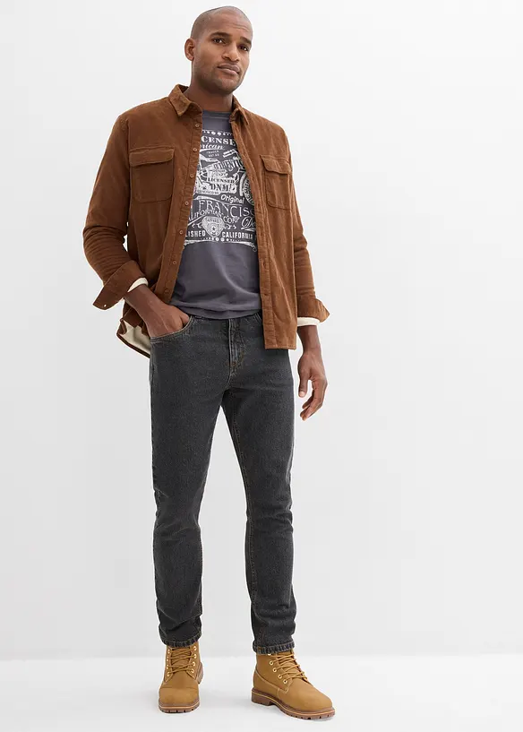 Classic Fit-jeans med linning som er elastisk i sidene, Straight, bonprix