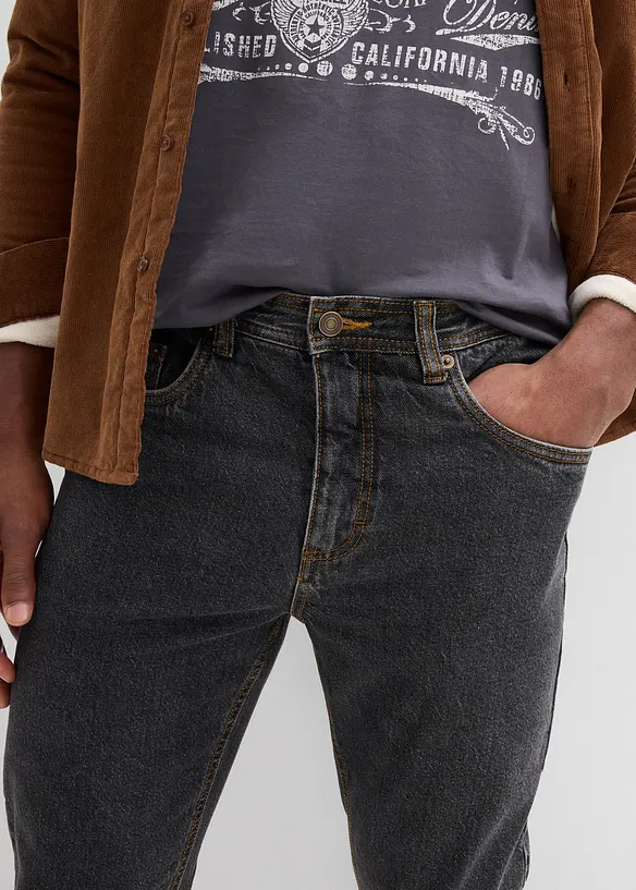 Classic Fit-jeans med linning som er elastisk i sidene, Straight, bonprix