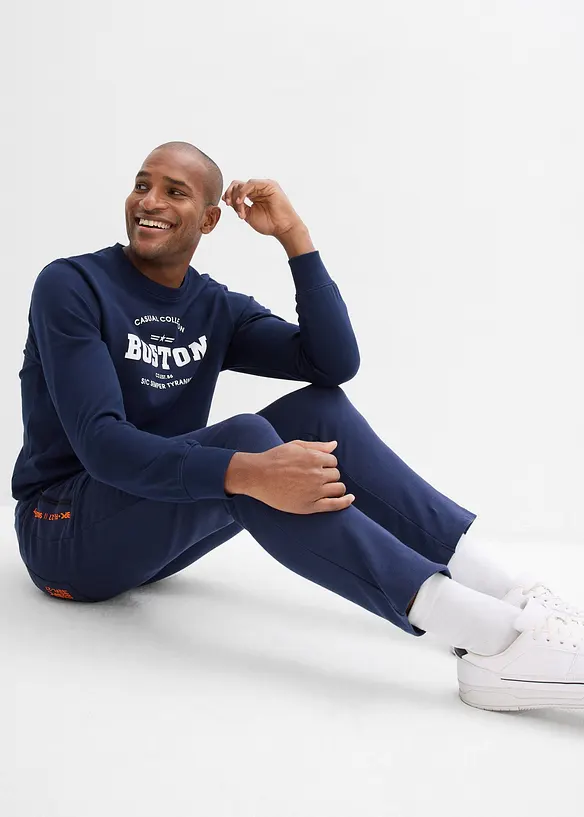 Joggebukse med praktiske glidel&aring;slommer av &oslash;kologisk bomull, bonprix