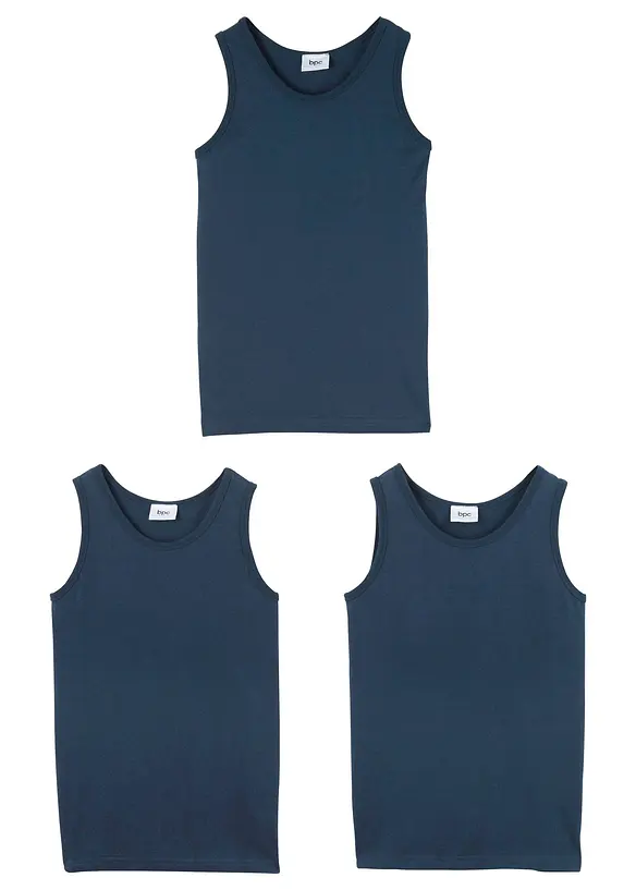 Singlet med myk, økologisk bomull (3-pack), bonprix
