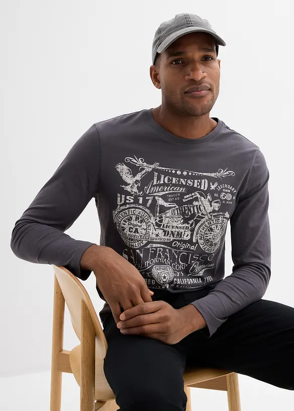 Langermet topp i &oslash;kologisk bomull, bonprix