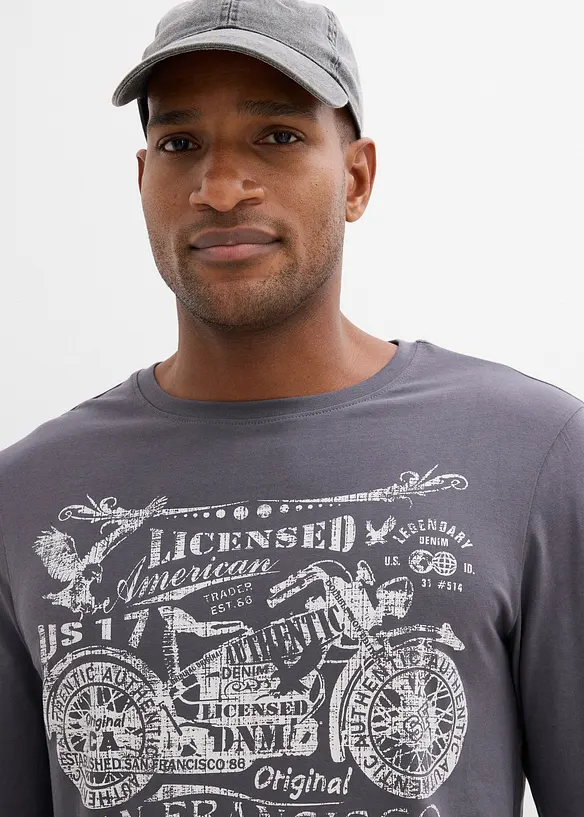 Langermet topp i &oslash;kologisk bomull, bonprix