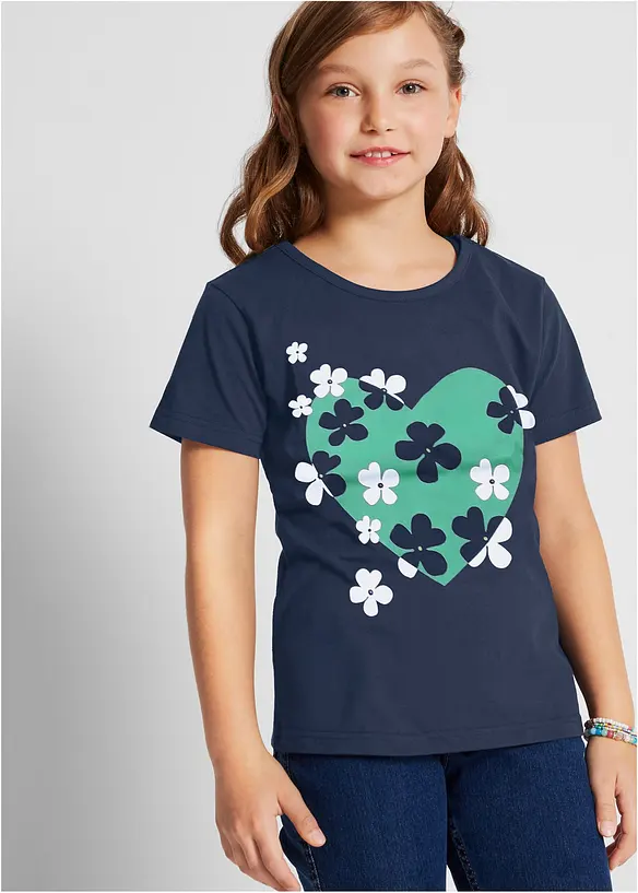 T-shirt til barn (2-pack) av økologisk bomull, bonprix