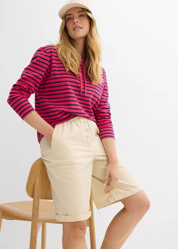 Bermudashorts i papertouch-materiale av bomullsmiks, bonprix