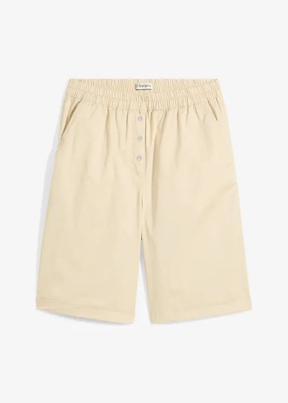 Bermudashorts i papertouch-materiale av bomullsmiks, bonprix