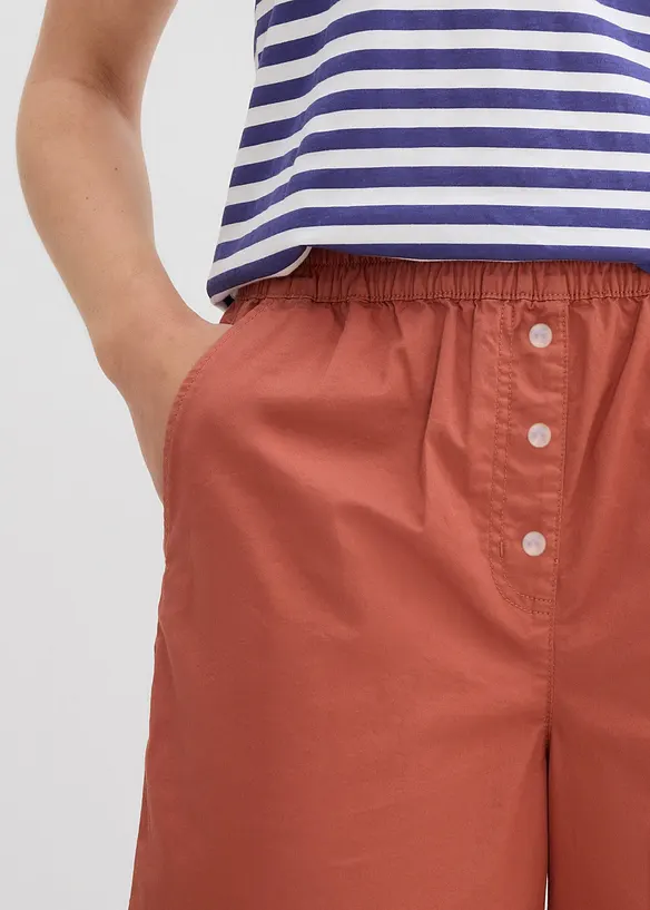 Bermudashorts i papertouch-materiale av bomullsmiks, bonprix