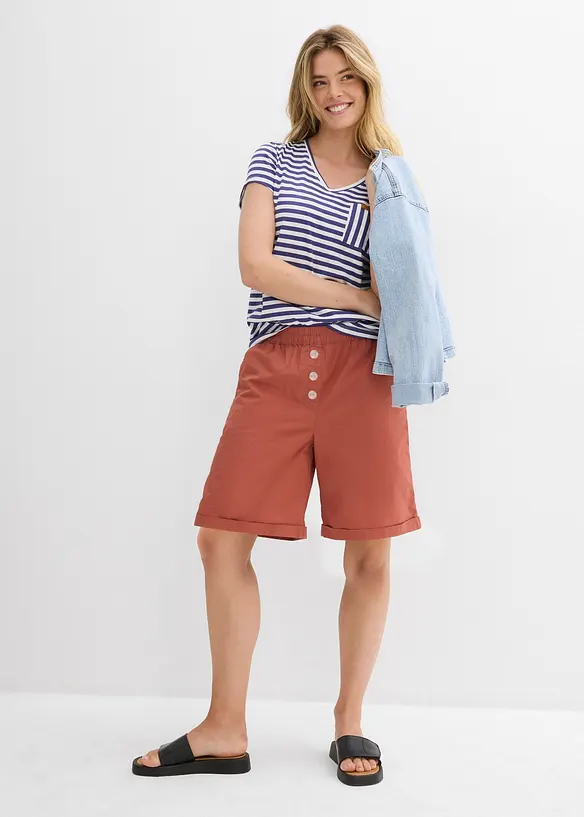 Bermudashorts i papertouch-materiale av bomullsmiks, bonprix