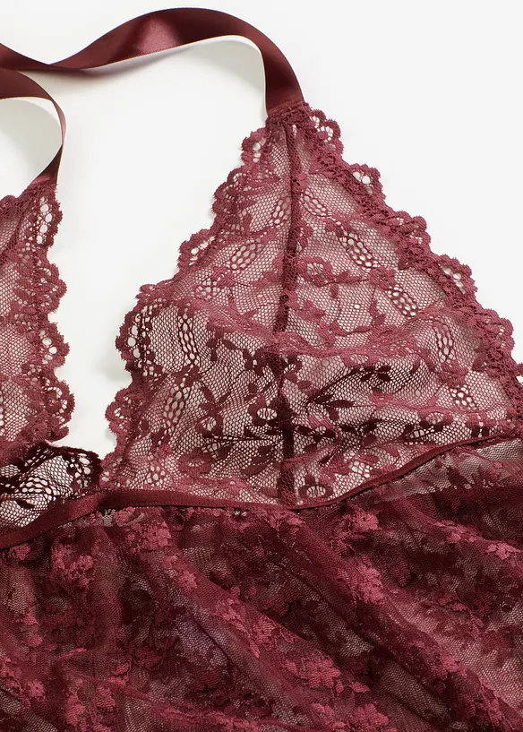 Babydoll nattkjole i halterneckmodell og blondemateriale, bonprix