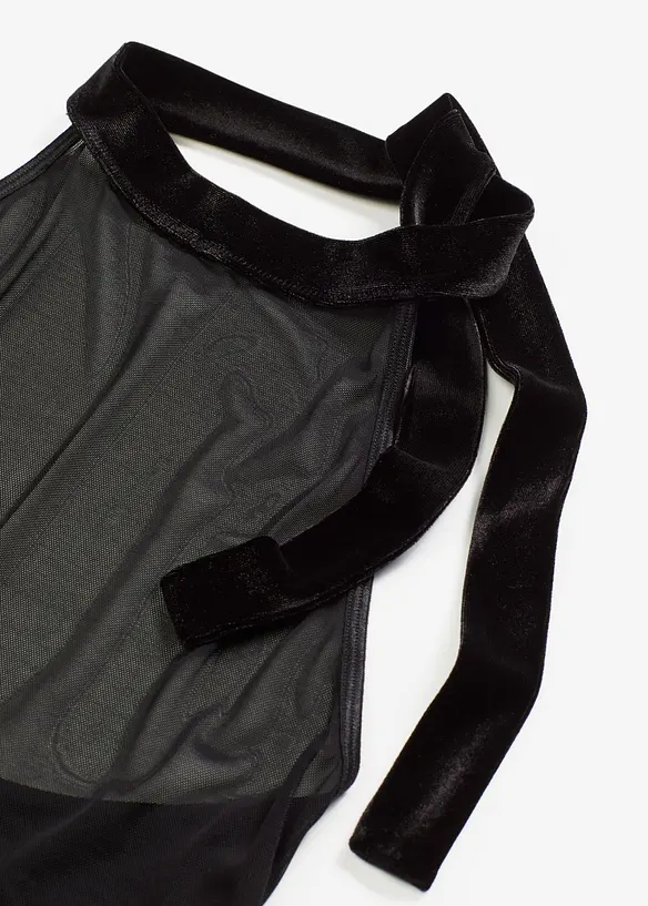 Halterneck-kjole med fløyel, bonprix