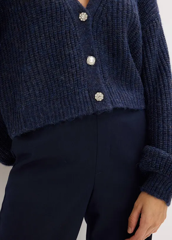 Kort strikkejakke med glittergarn og ullandel, bonprix