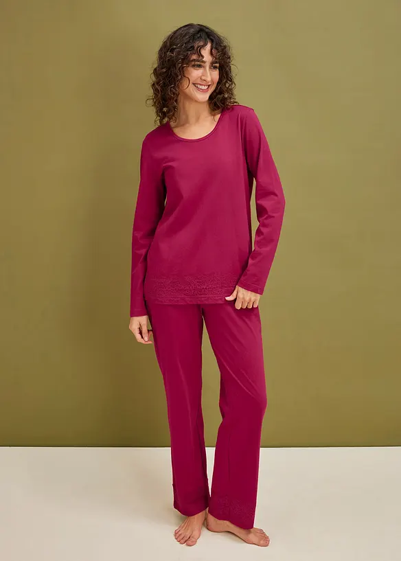 Pyjamas med diskr&eacute; blonder, bonprix