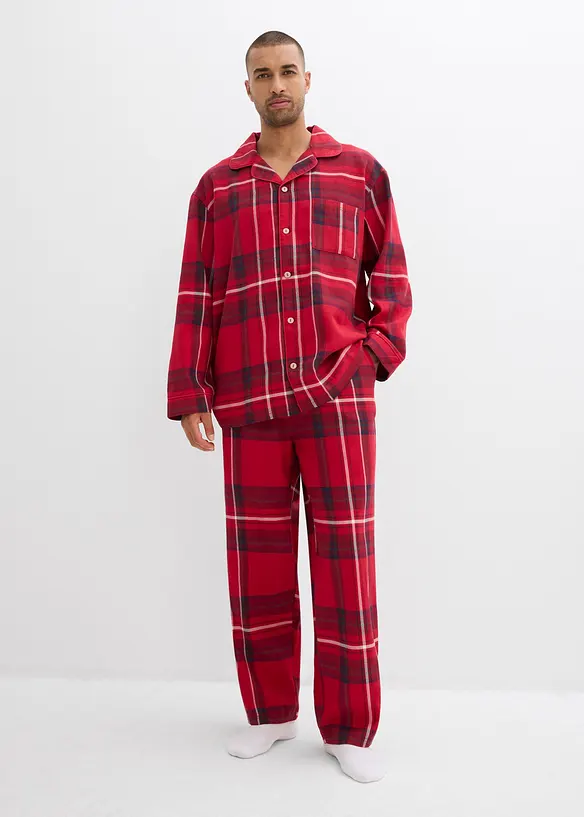 Flanellpyjamas i myk bomull til herre, leveres med gavepose, bonprix