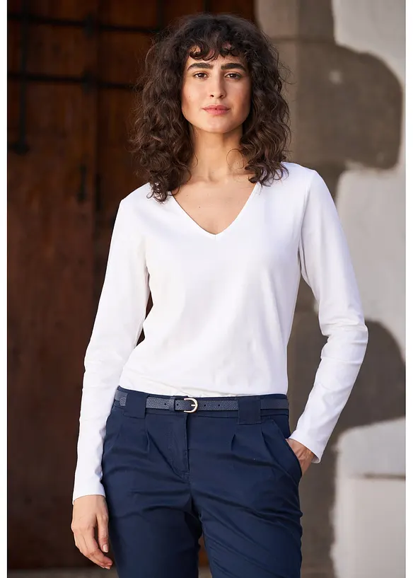 Langermet topp i økologisk bomull, bonprix