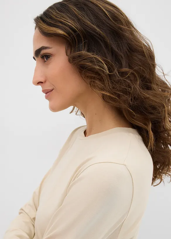 Langermet topp med &oslash;kologisk bomull (2-pack), bonprix