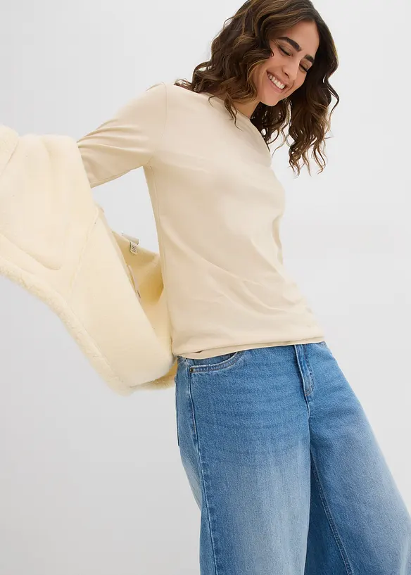 Langermet topp med &oslash;kologisk bomull (2-pack), bonprix