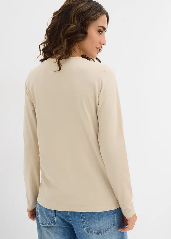 Langermet topp med &oslash;kologisk bomull (2-pack), bonprix