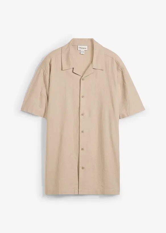 Kortermet skjorte med lin, Loose Fit, bonprix