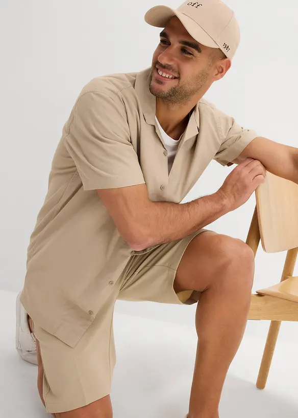 Kortermet skjorte med lin, Loose Fit, bonprix