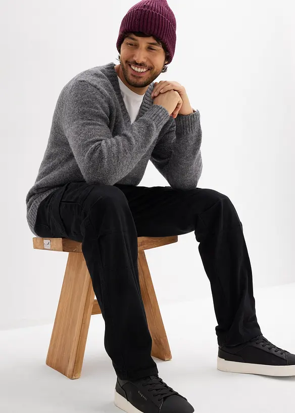 Relaxed Fit-cargobukse i 100% robust bomull, Straight, bonprix