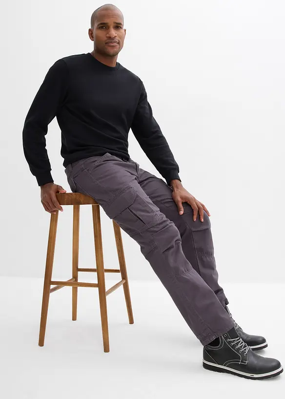 Relaxed Fit-cargobukse i 100% robust bomull, Straight, bonprix