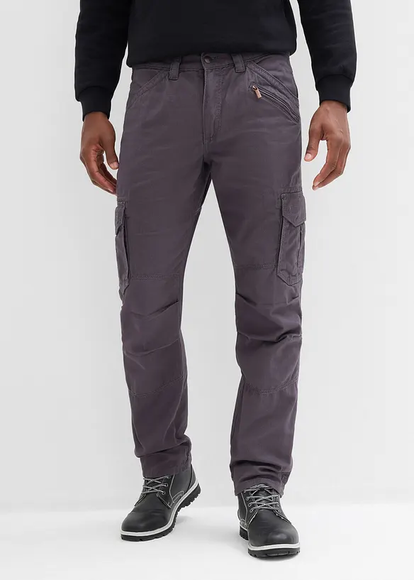 Relaxed Fit-cargobukse i 100% robust bomull, Straight, bonprix