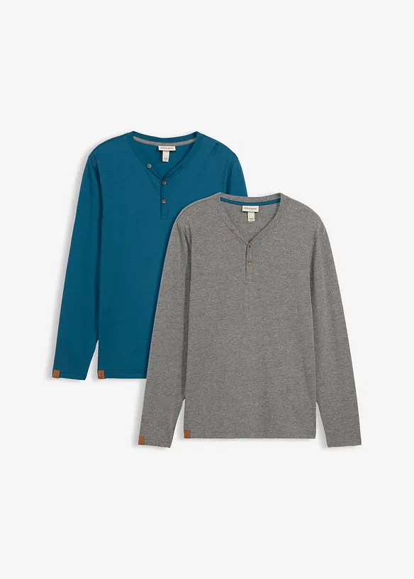 Langermet bestefartr&oslash;ye i 100% &oslash;kologisk bomull (2-pack), bonprix