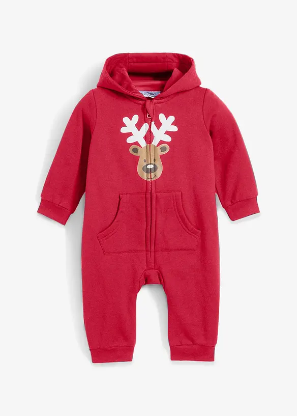 Baby-sweatoverall med julemotiv, økologisk bomull, bonprix