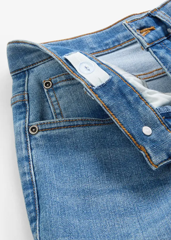 Loose Fit-cargojeans i denim med stretch og regulerbar linning, Straight, bonprix