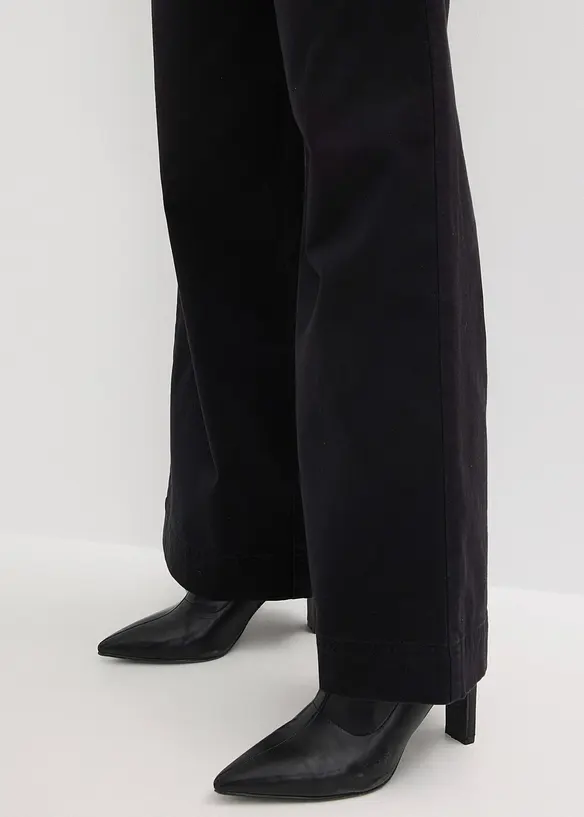 Wide Leg-bukse med legg og komfortlinning, bonprix