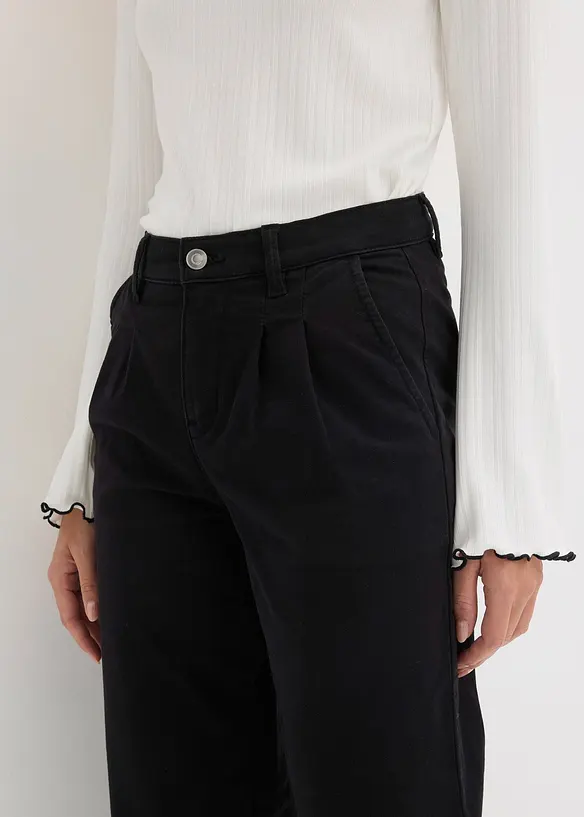 Wide Leg-bukse med legg og komfortlinning, bonprix