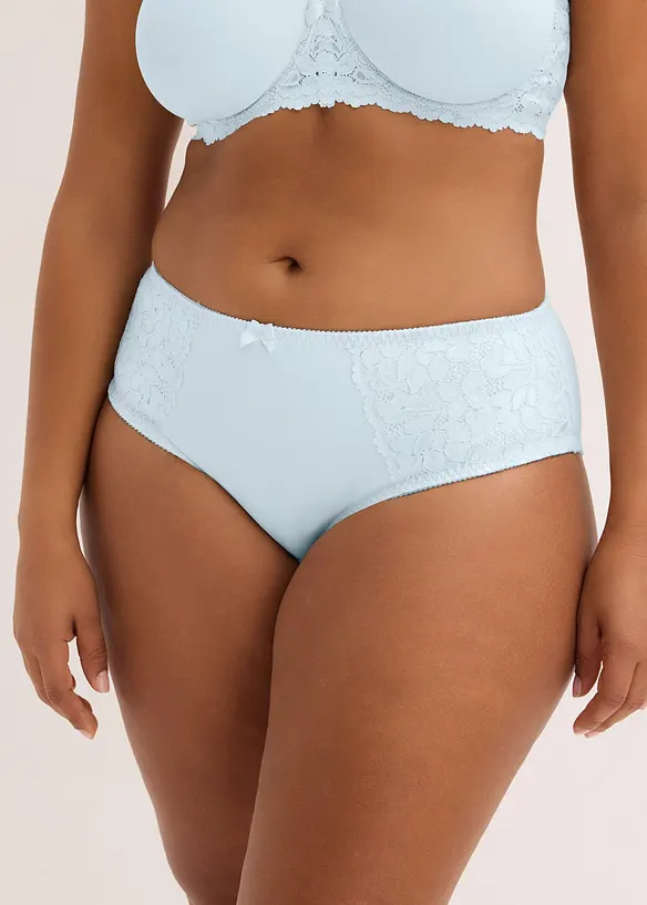 Truse med h&oslash;y midje og delikate blonder (2-pack), bonprix