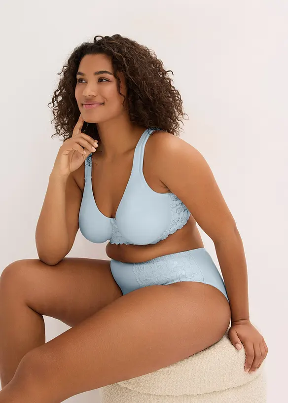 Truse med h&oslash;y midje og delikate blonder (2-pack), bonprix