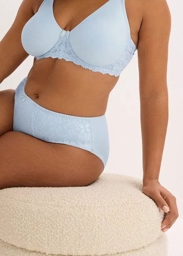 Truse med h&oslash;y midje og delikate blonder (2-pack), bonprix