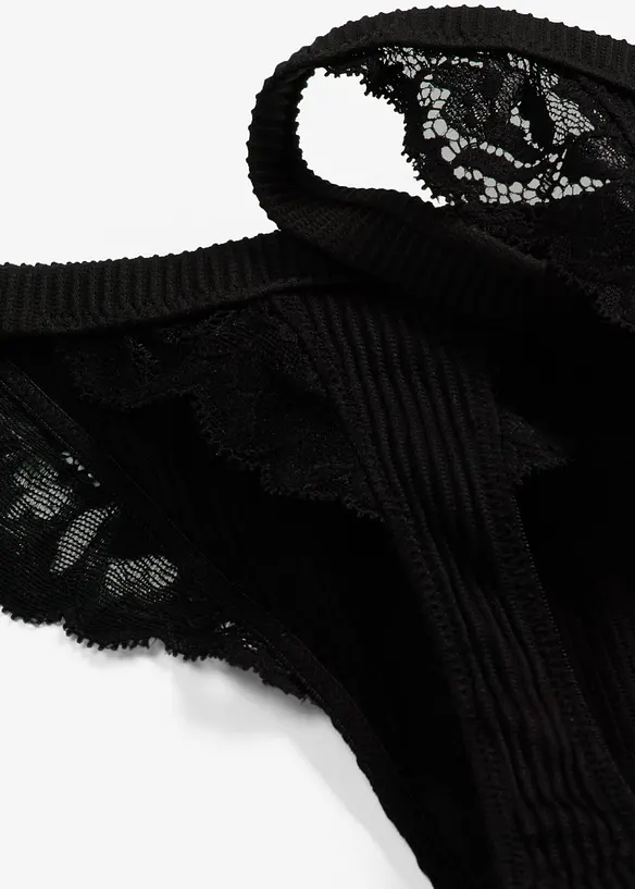 Tanga stringtruse med ribb, bonprix