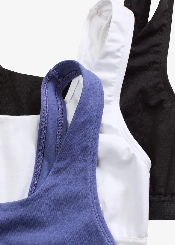 BH-topp med &oslash;kologisk bomull (3-pack), bonprix