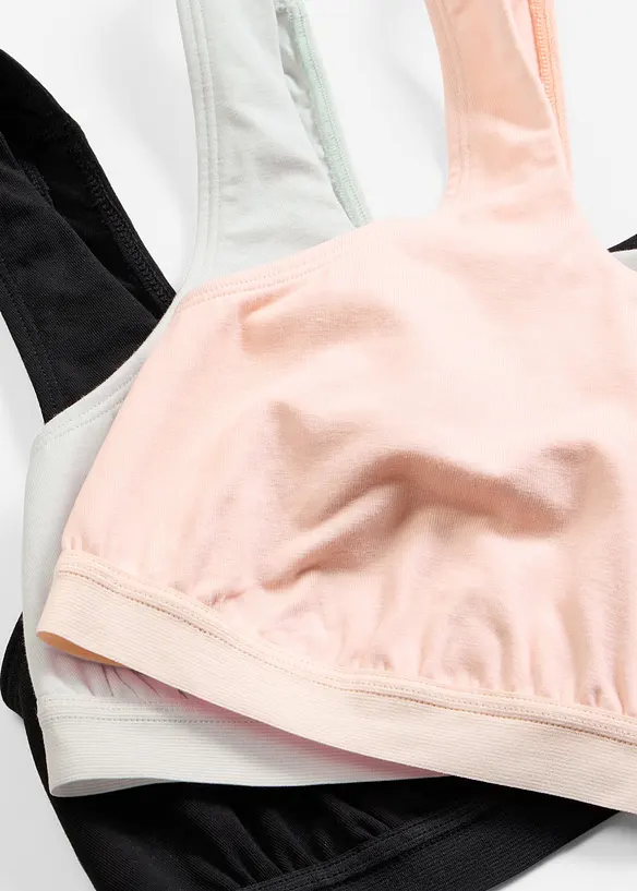 BH-topp med &oslash;kologisk bomull (3-pack), bonprix