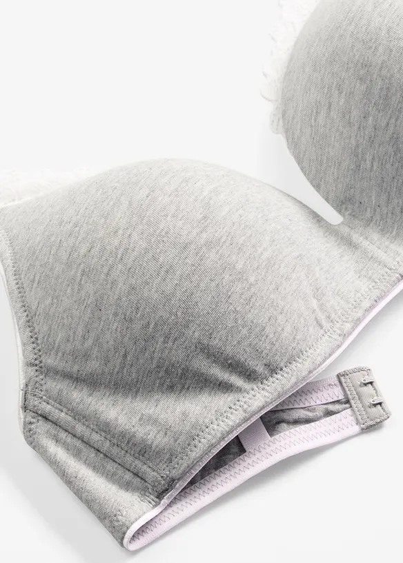 Vattert BH uten spiler med bomull og blonder, bonprix