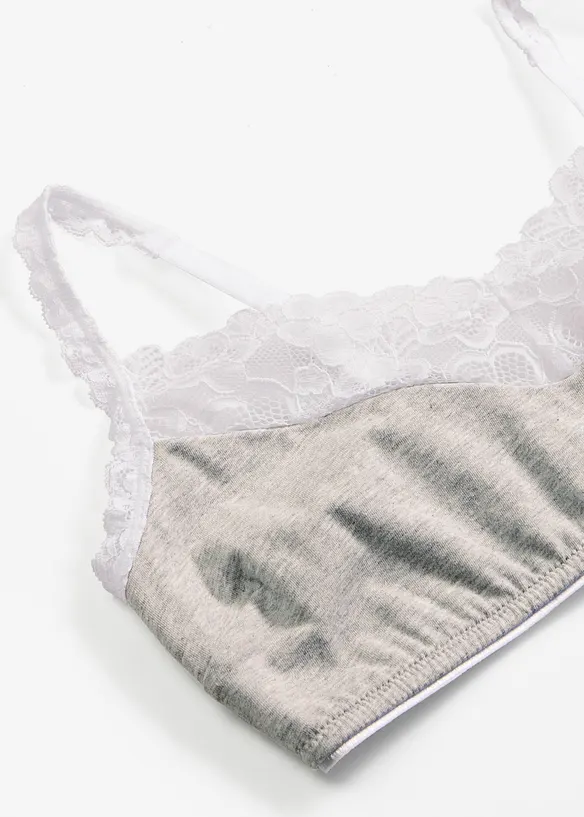 Bralette uten spiler med bomull og blonder, bonprix