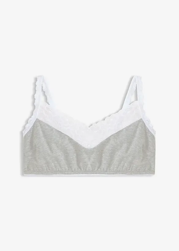 Bralette uten spiler med bomull og blonder, bonprix