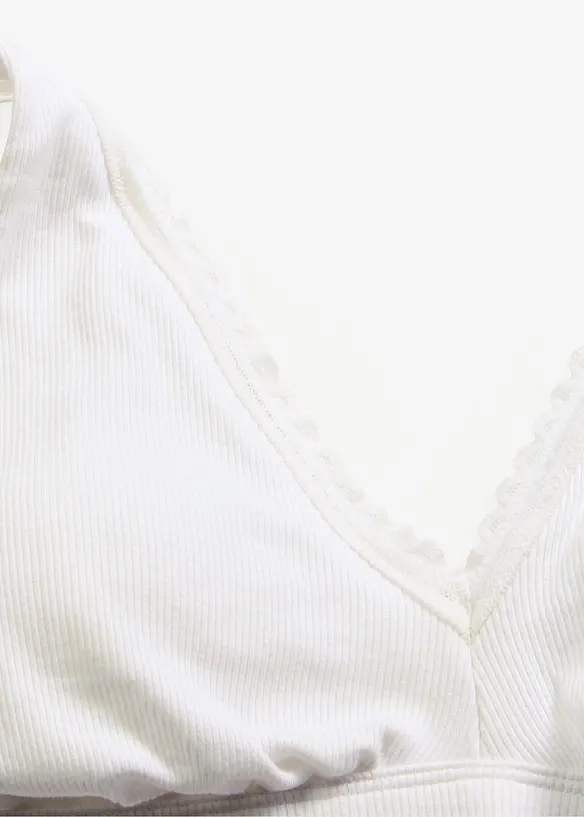 Polstret bralette uten b&oslash;yle med &oslash;kologisk bomull og blonde, bonprix