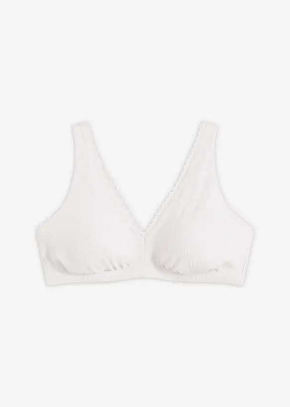 Polstret bralette uten b&oslash;yle med &oslash;kologisk bomull og blonde, bonprix