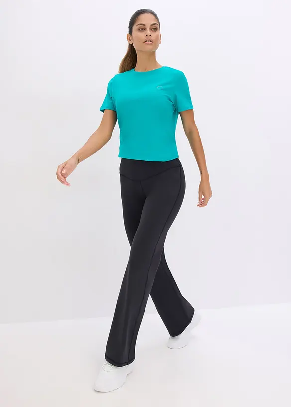 Treningsleggings av fast bomullsaktig materiale og med rette ben, bonprix