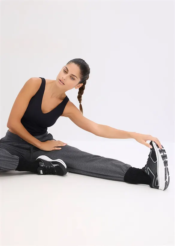 Trenings-BH-topp med middels hold og bomullslignende materiale, bonprix