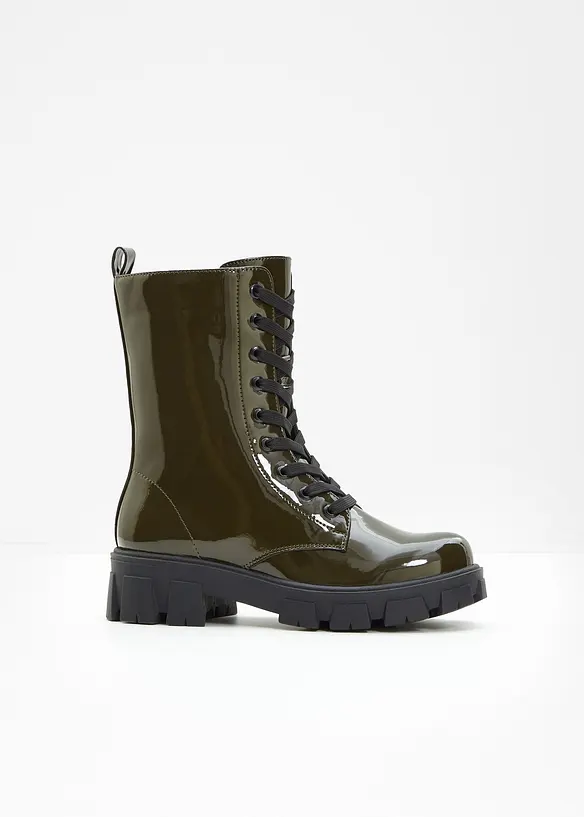 Snøreboots i imitert lakkskinn, bonprix